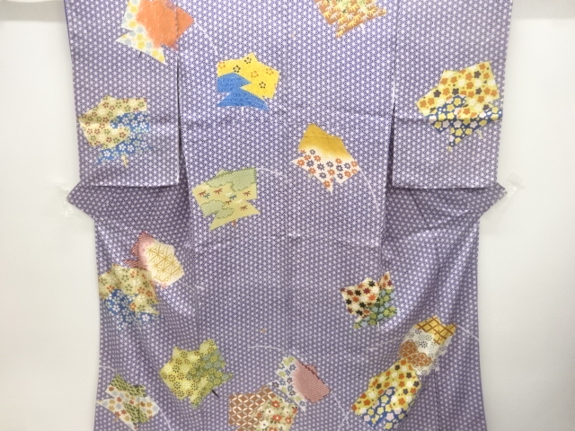 大正ロマン　やじろべえに花古典柄模様織出し着物